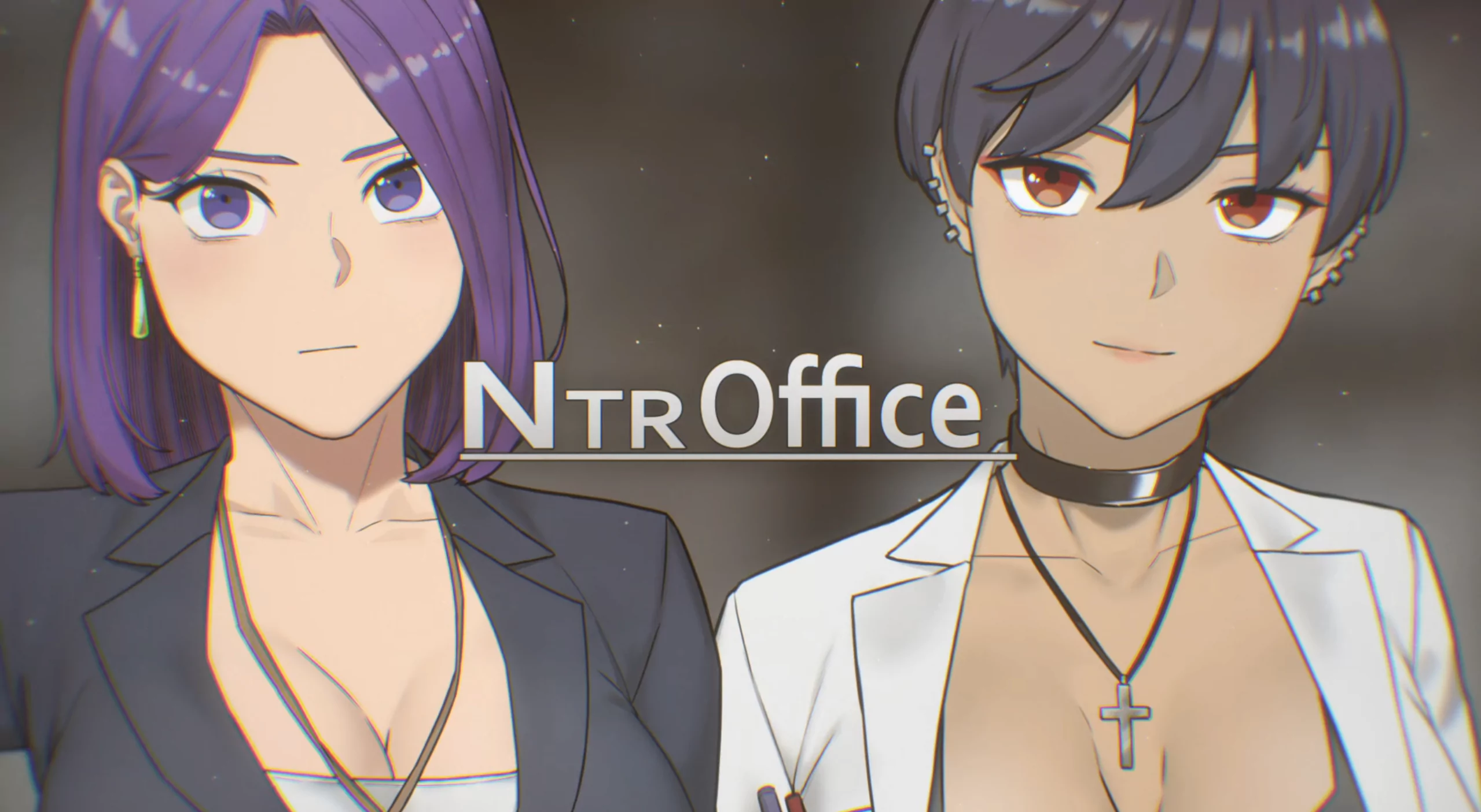 《NTR Office》遊戲標題與兩位女主角特寫畫面