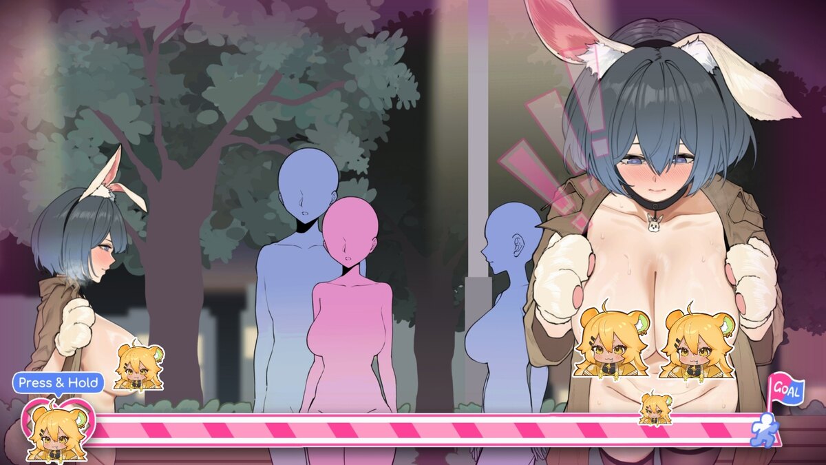 A night-time exposure event in the park (censored with stickers)
