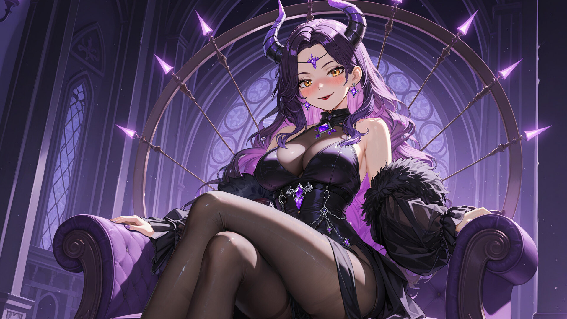 魅魔女王索莉亞王座坐姿 CG