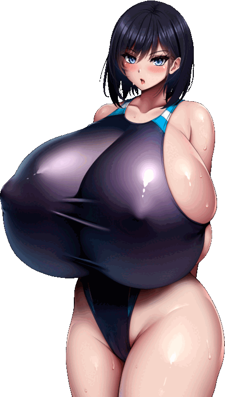 《与爆乳大学生同居吧！》游戏 CG：远野雫深蓝竞泳泳装全身立绘
