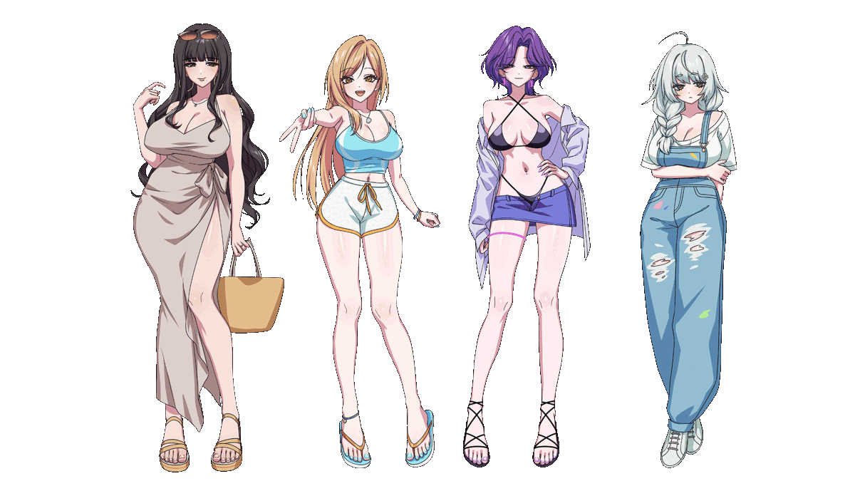 《夏日海風》遊戲 CG：四位女主角全身立繪與服裝設定